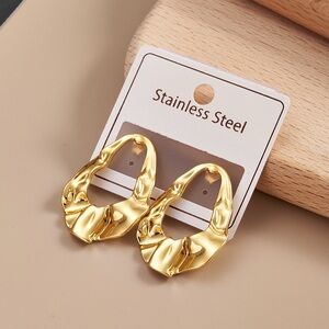 Lustrous Gold Stainless Steel Earrings